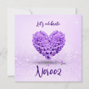 Snygg Lila Hyacinth Lycklig Noroz Heart Bouquet Inbjudningar