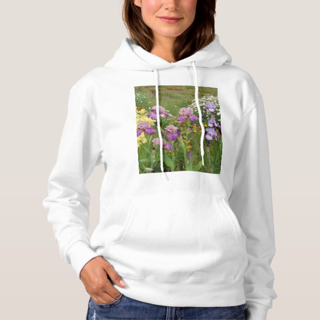Snygg Lila Iris Flower blommigt Photo T Shirt (Framsida)