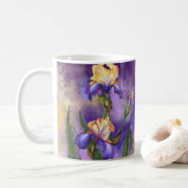 Snygg Lila Iris Flower Miged Art Painting Kaffemugg