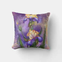 Snygg Lila Iris Flower Miged Art Painting Kudde