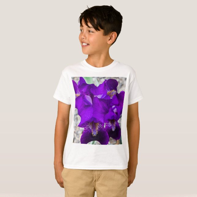 Snygg lila iris t shirt (Hel framsida)