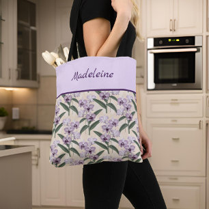 Snygg Lila Lilacs på Vintage Ecru Tygkasse