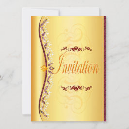 Snygg lila och vit i guld-inbjudan inbjudningar