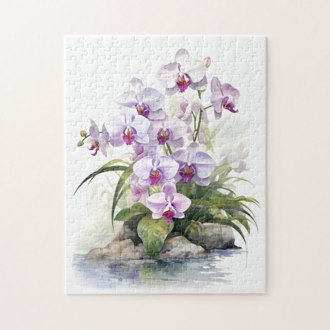 Snygg Lila Orchids Pussel (Vertikal)