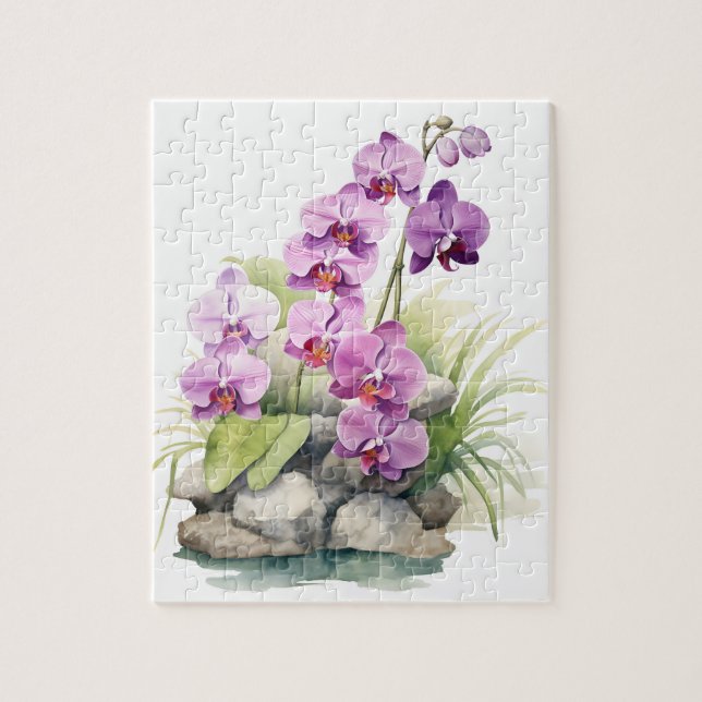 Snygg Lila Orchids Pussel (Vertikal)