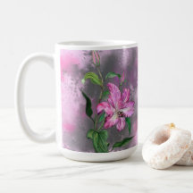 Snygg Lila Rosa Lily Flower Miged Painting