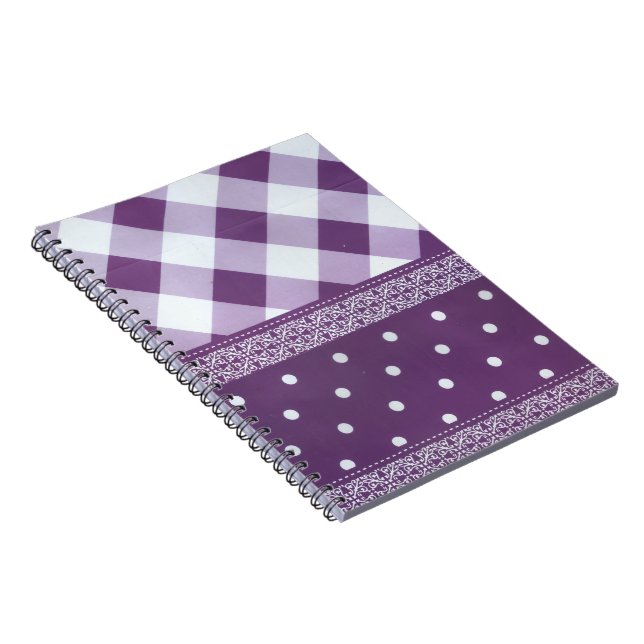 Snygg Lila schaktad Damask Seamless Mönster Anteckningsbok (Högra Sidan)