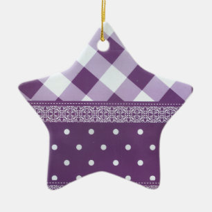 Snygg Lila schaktad Damask Seamless Mönster Julgransprydnad Keramik
