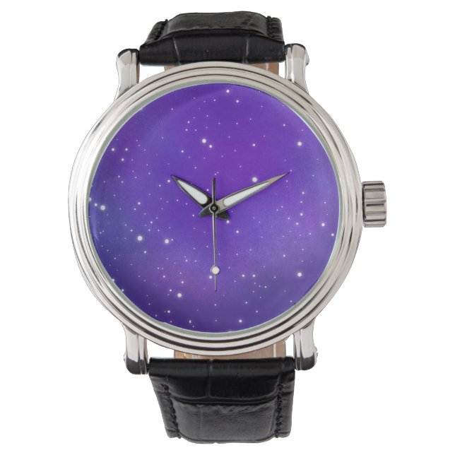 Snygg Lila Starry Himlar Galaxy Art Armbandsur (Framsida)