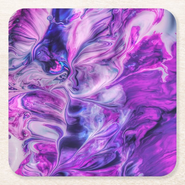 Snygg Lila Swirls Smokey Background Underlägg Papper Kvadrat (Framsidan)