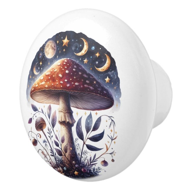Snygg Lila Toadstool Zodiac Background Knopp (Höger)