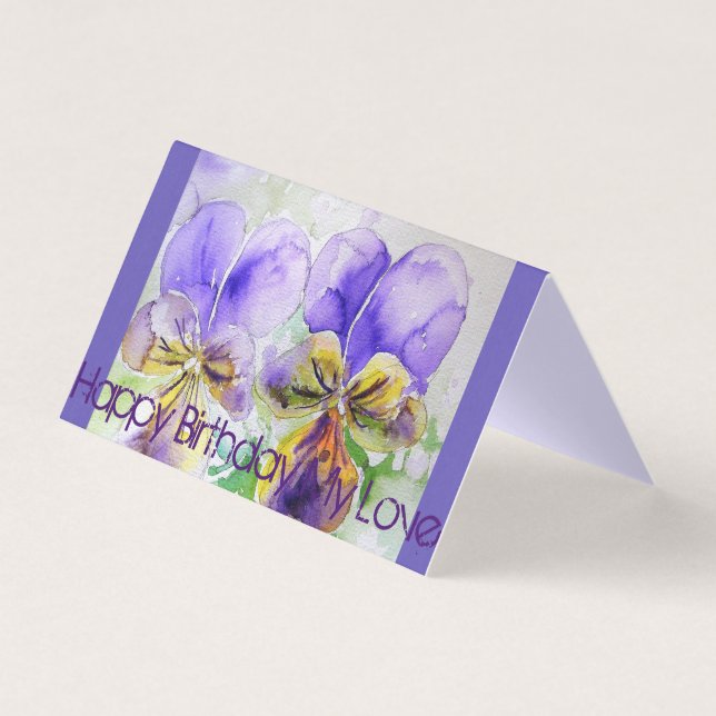 Snygg Lila Viola Painting Kärlek Birthday Card Kort (Framsida)