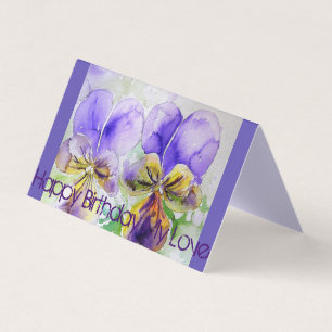 Snygg Lila Viola Painting Kärlek Birthday Card Kort