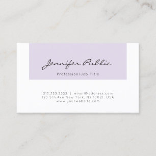 Snygg lila vit elegant professionell modern topp visitkort