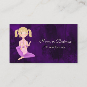 Snygg Lila Yoga Girl Meditation Visitkort