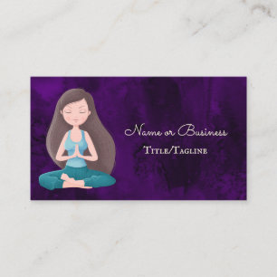 Snygg Lila Yoga Girl Meditation Visitkort