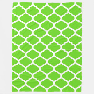 Snygg Limegrön Marockansk Quatrefoil Mönster Fleecefilt