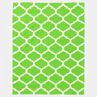 Snygg Limegrön Marockansk Quatrefoil Mönster Fleecefilt