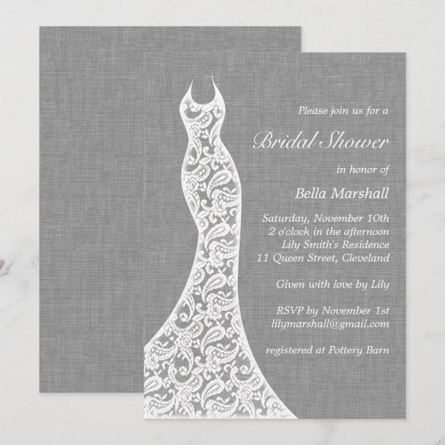 Snygg Linen Inbjudningskort för möhippan (Fram/baksida)