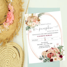 Snygg liten pumpa ram blommor baby shower