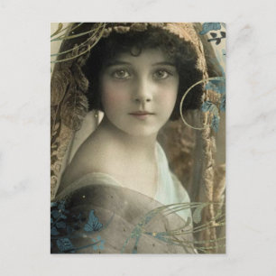 Snygg Little Vintage Girl Vykort