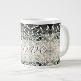 Snygg Löv Mugg med Grönt och svart Jumbo Mugg