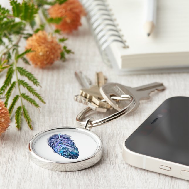 Snygg ludd - välj din färg rund silverfärgad nyckelring (Sidan)