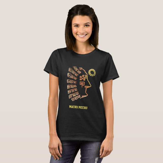 Snygg Machu Picchu T-Shirt med ritning (Hel framsida)