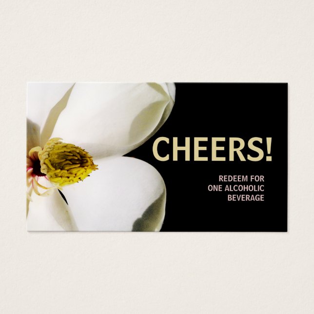 Snygg Magnolia Bröllop Drink Biljett (Framsidan)