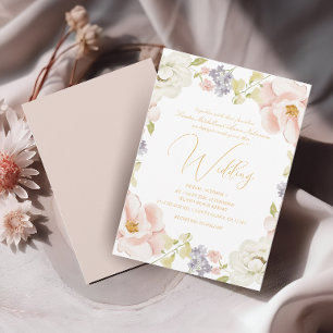 Snygg Magnolia Flower Vår bröllop Inbjudningar