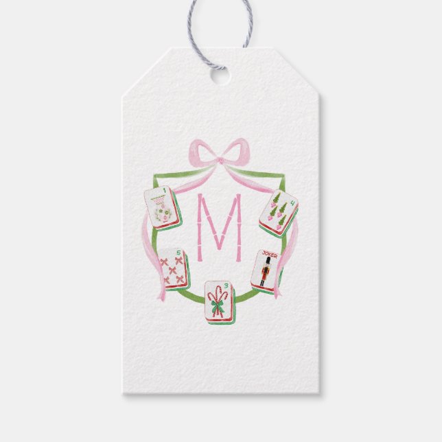 Snygg Mah Jongg Holiday Crest och Bow Presentetikett (Framsidan)