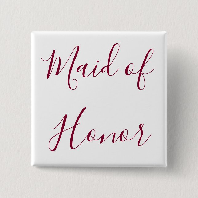 Snygg Maid of honor Burgundy och White Knapp (Framsida)