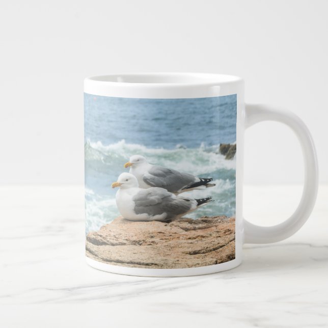 Snygg Maine Kusten Acadia Fiskmåsar Jumbo Mugg (Höger)