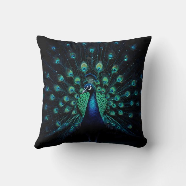 Snygg Majestic Peacock Design Kudde (Baksida)