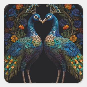 Snygg Majestic Peacock par Cushion Fyrkantigt Klistermärke