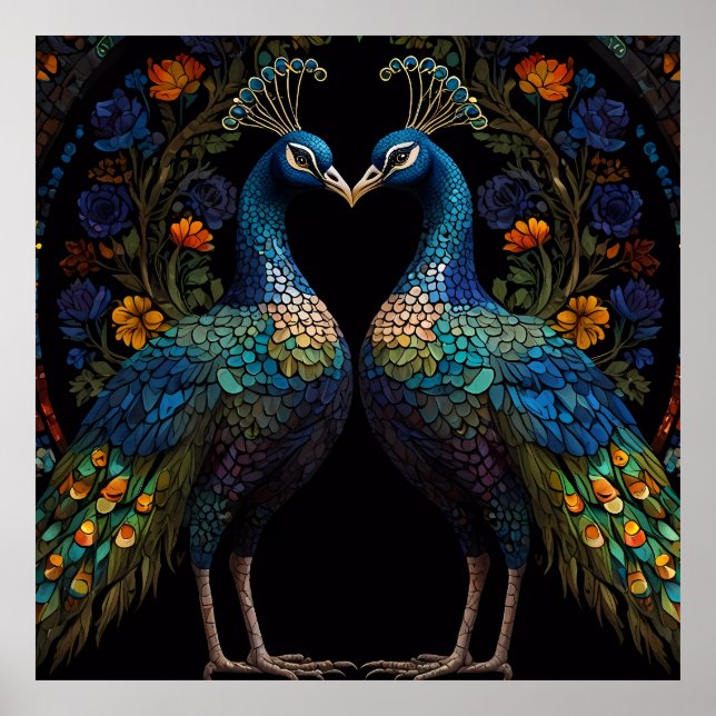 Snygg Majestic Peacock par Cushion Poster (Framsidan)