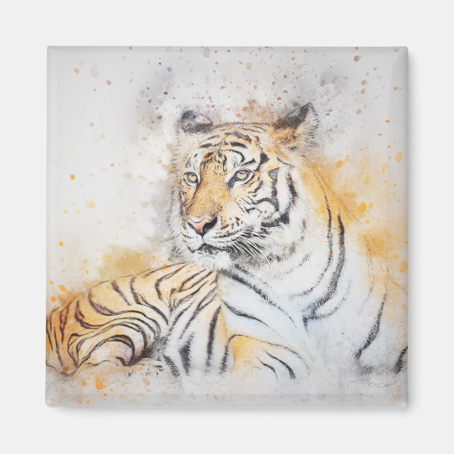 Snygg målning av bengal tiger magnet (Framsidan)