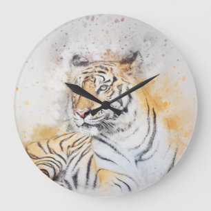 Snygg målning av bengal tiger stor klocka