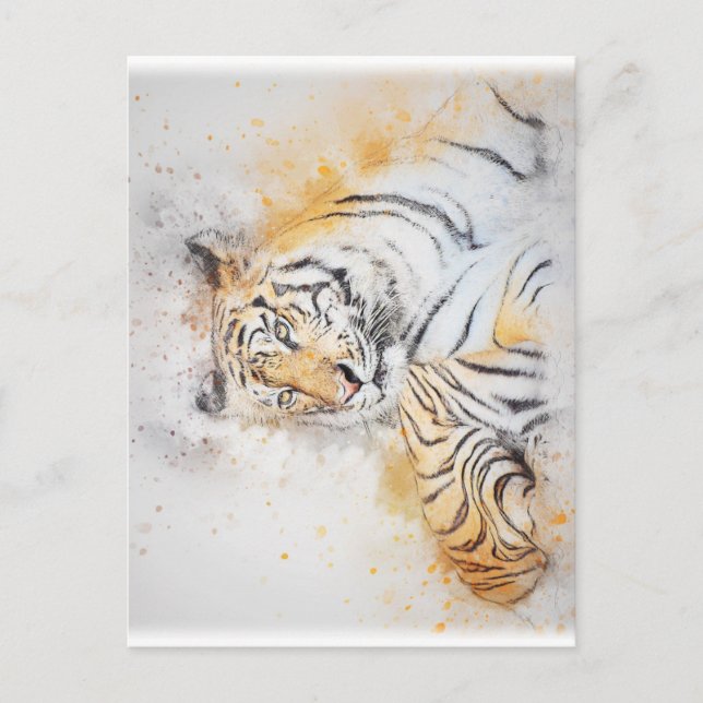 Snygg målning av bengal tiger vykort (Framsida)