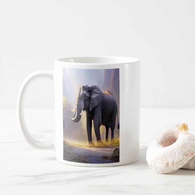 Snygg målning av en elefant i sin natur kaffemugg (Med munk)