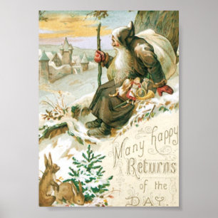 Snygg målning av Jultomten Poster