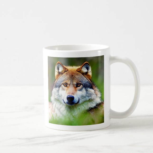 Snygg målning av Vargens huvud Kaffemugg (Höger)