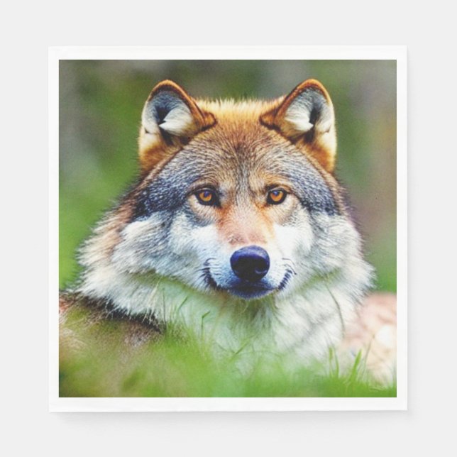 Snygg målning av Vargens huvud Pappersservett (Framsidan)
