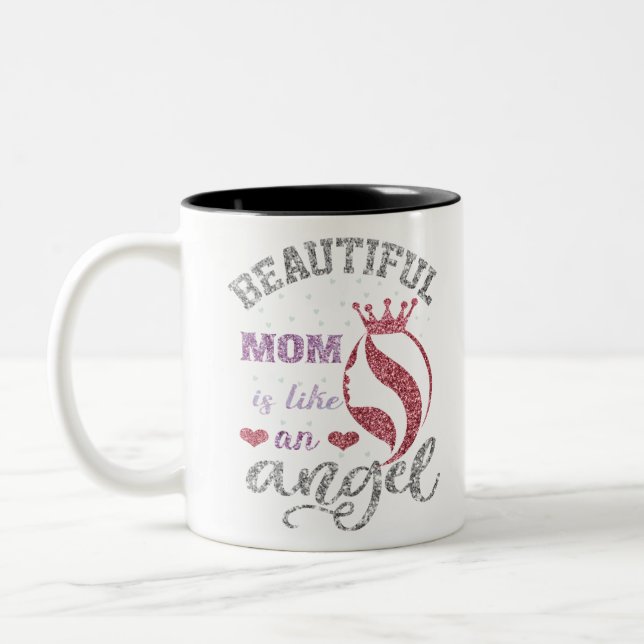 Snygg mamma är som en ängel Två-Tonad mugg (Vänster)