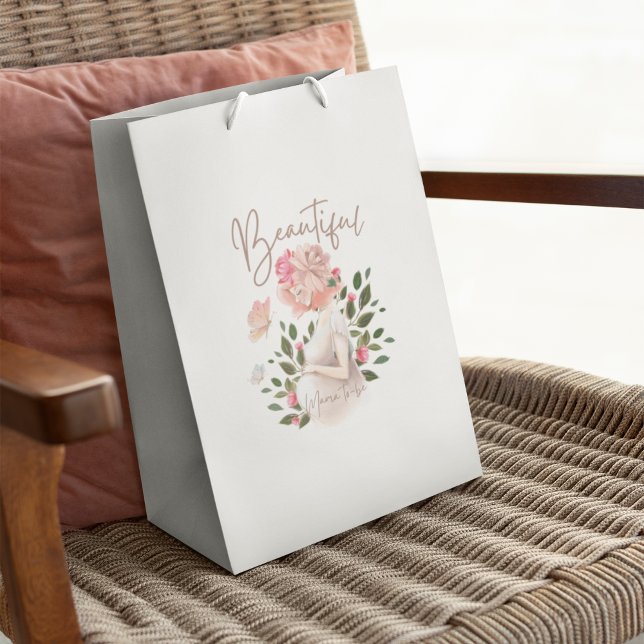 Snygg Mamma att få tag på (Congratulate the beautiful mama to be with this lovely watercolor gift bag! Matching collection! )