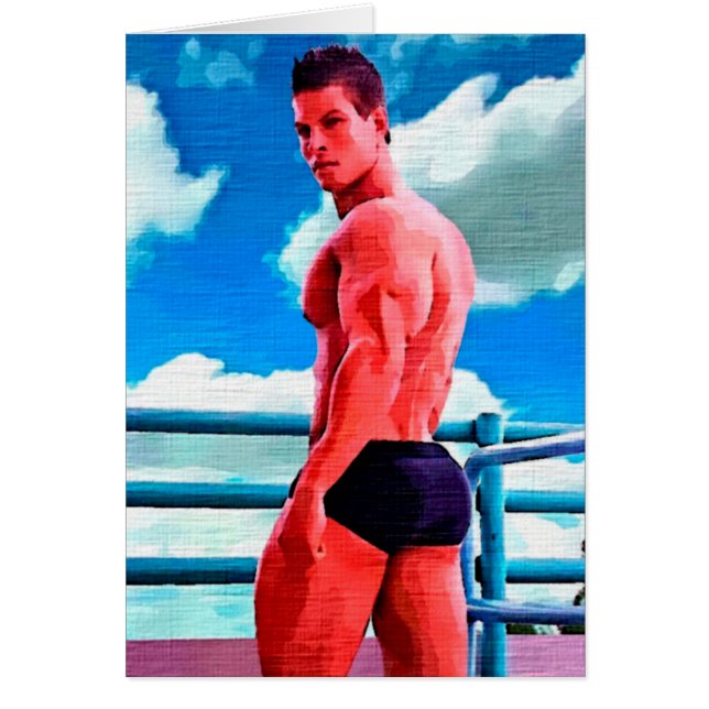 Snygg man för moln 9 hälsningskort (Framsidan)