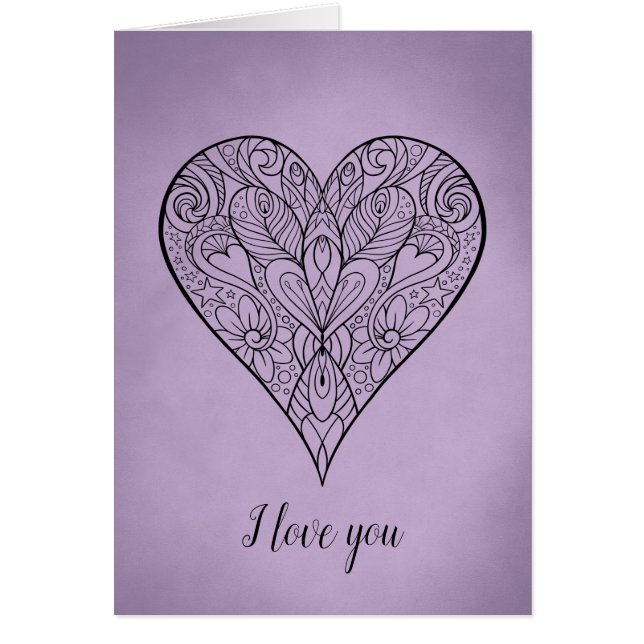 Snygg Mandala Heart I kärlek dig Hälsningskort (Framsidan)