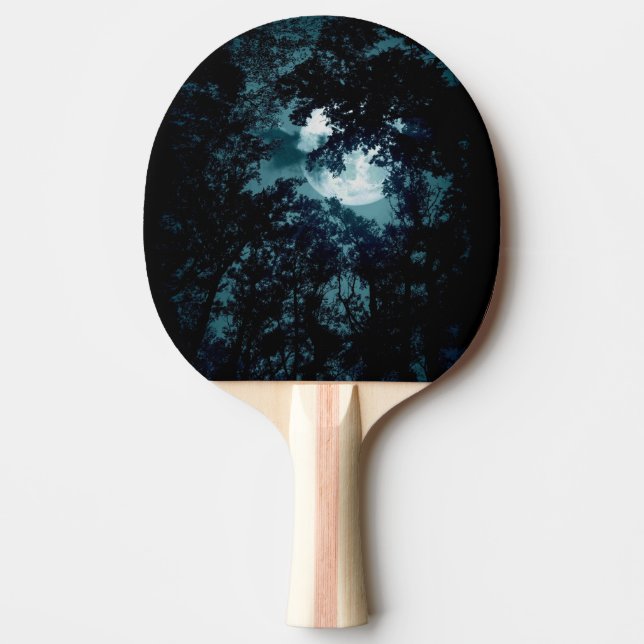 Snygg Måne Glow Though Träd Pingisracket (Framsidan)