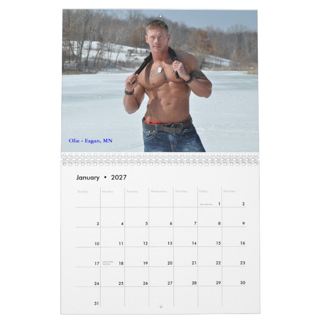 Snygg mankalender för 2014 global grabbar kalender (Jan 2027)