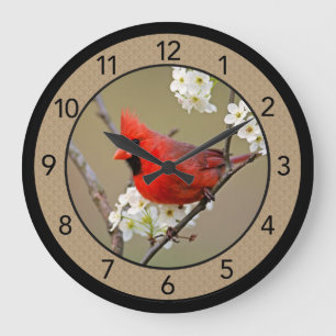 Snygg manlig kardinal Large Clock Stor Klocka